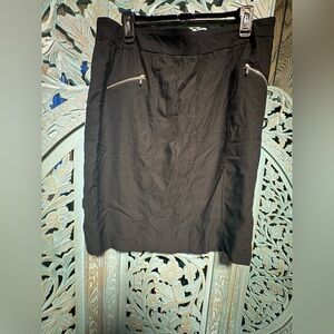 Sharagano Black Pencil Skirt with Zipper Accents